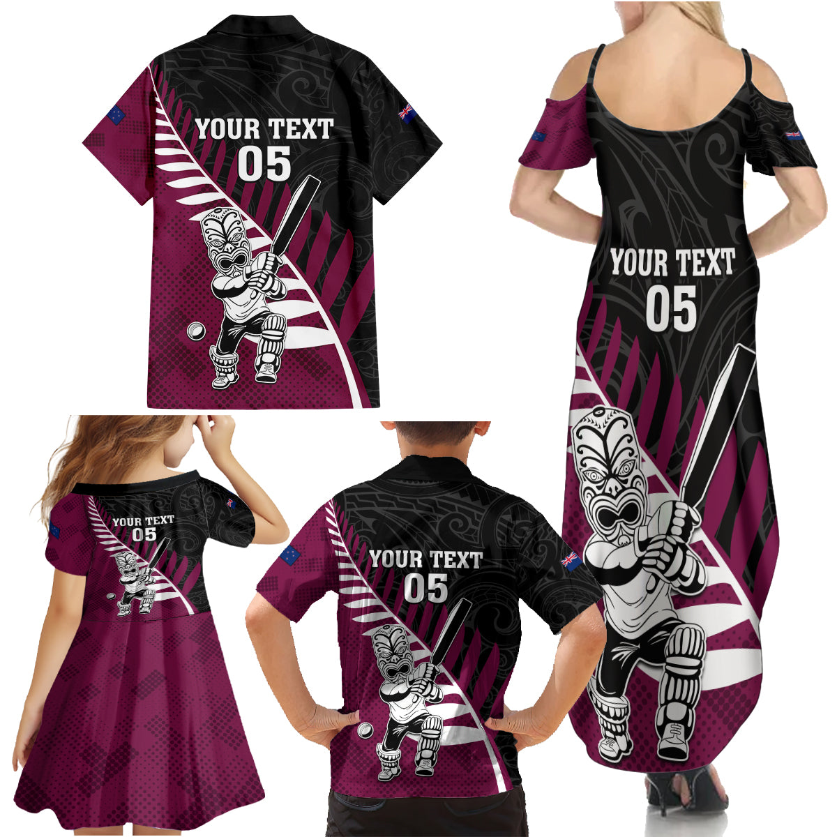 Custom New Zealand Northern Districts Cricket Family Matching Summer Maxi Dress and Hawaiian Shirt With Maori Pattern LT05 - Polynesian Pride
