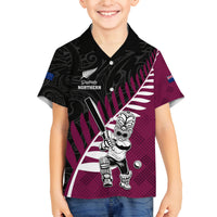 Custom New Zealand Northern Districts Cricket Family Matching Summer Maxi Dress and Hawaiian Shirt With Maori Pattern LT05 Son's Shirt Maroon - Polynesian Pride