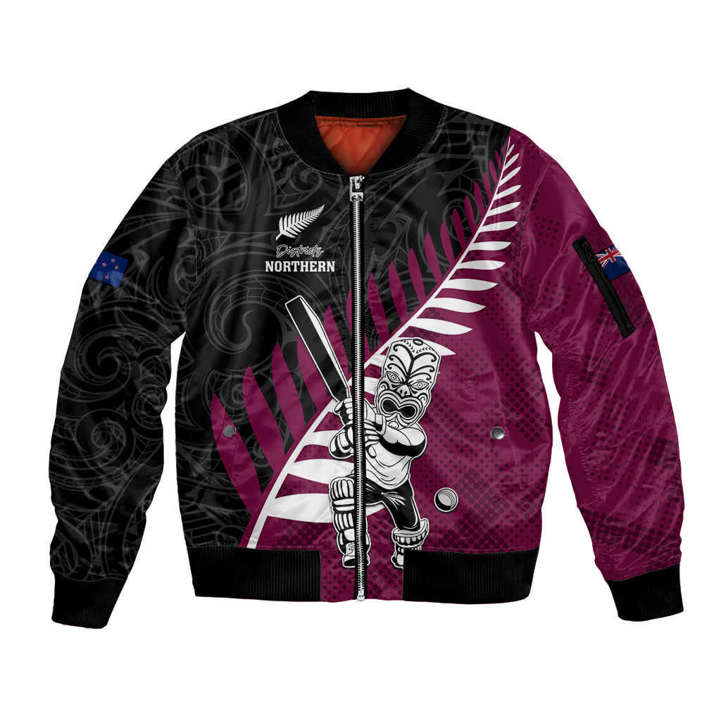 Custom New Zealand Northern Districts Cricket Sleeve Zip Bomber Jacket With Maori Pattern LT05 Unisex Maroon - Polynesian Pride