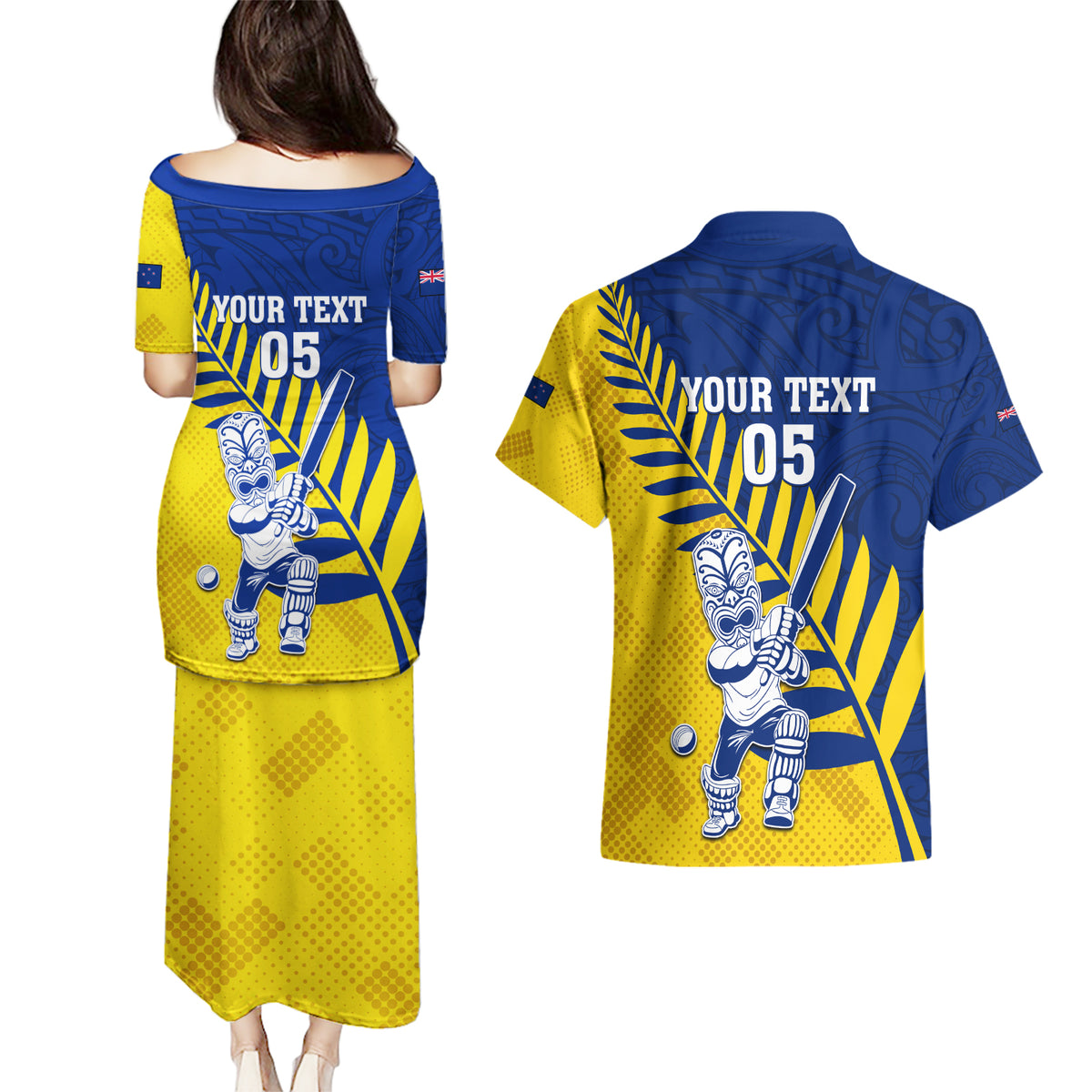 Custom New Zealand Otago Cricket Couples Matching Puletasi and Hawaiian Shirt With Maori Pattern