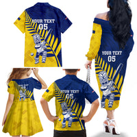 Custom New Zealand Otago Cricket Family Matching Off The Shoulder Long Sleeve Dress and Hawaiian Shirt With Maori Pattern LT05 - Polynesian Pride