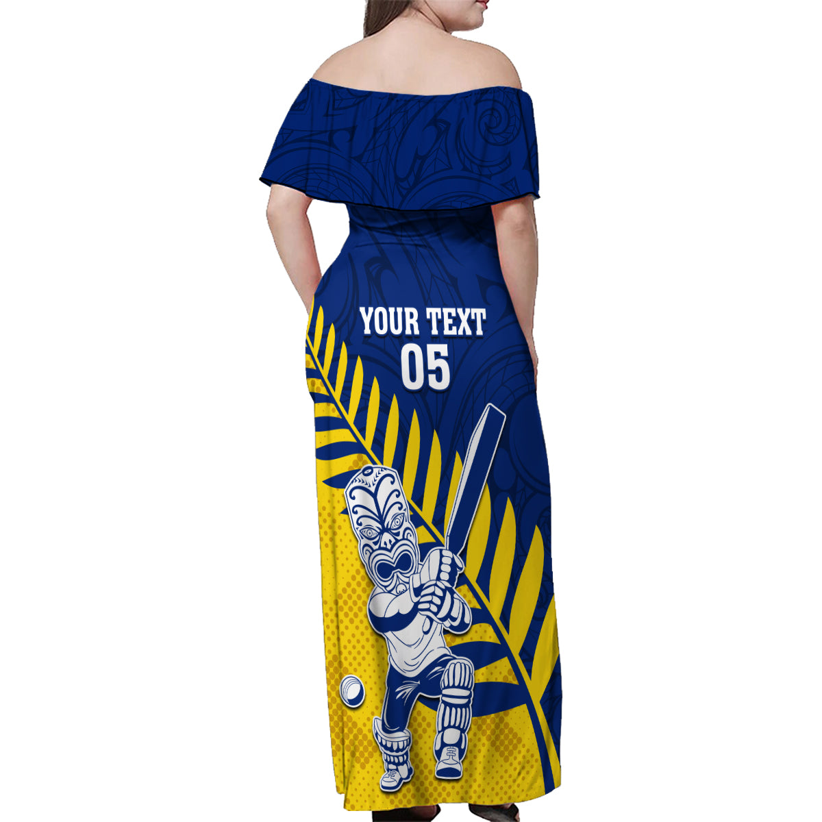 Custom New Zealand Otago Cricket Family Matching Off Shoulder Maxi Dress and Hawaiian Shirt With Maori Pattern LT05 - Polynesian Pride