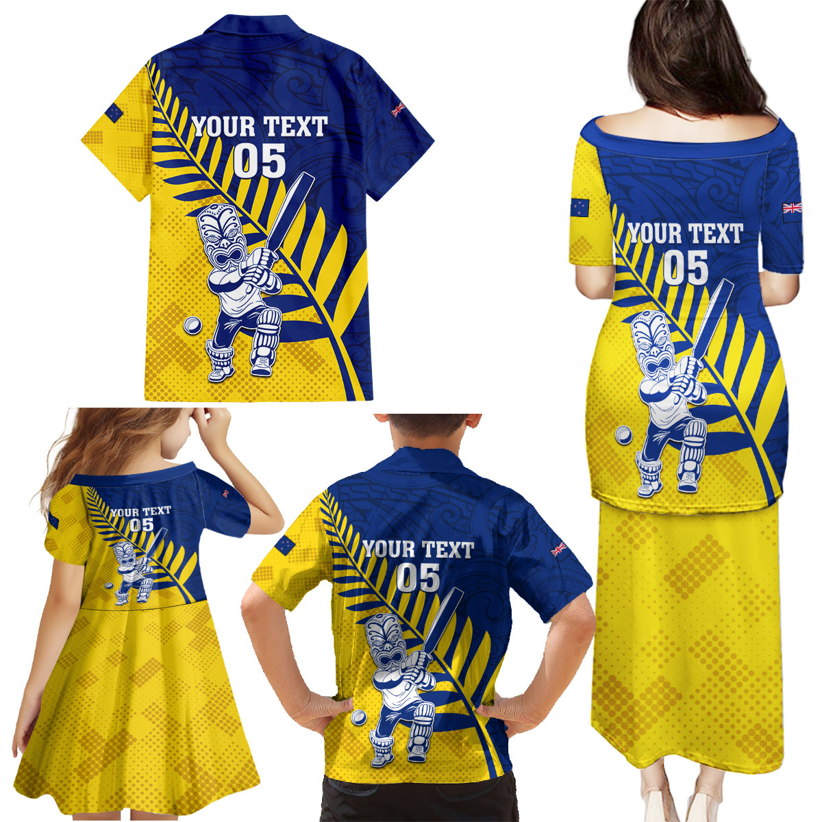 Custom New Zealand Otago Cricket Family Matching Puletasi and Hawaiian Shirt With Maori Pattern