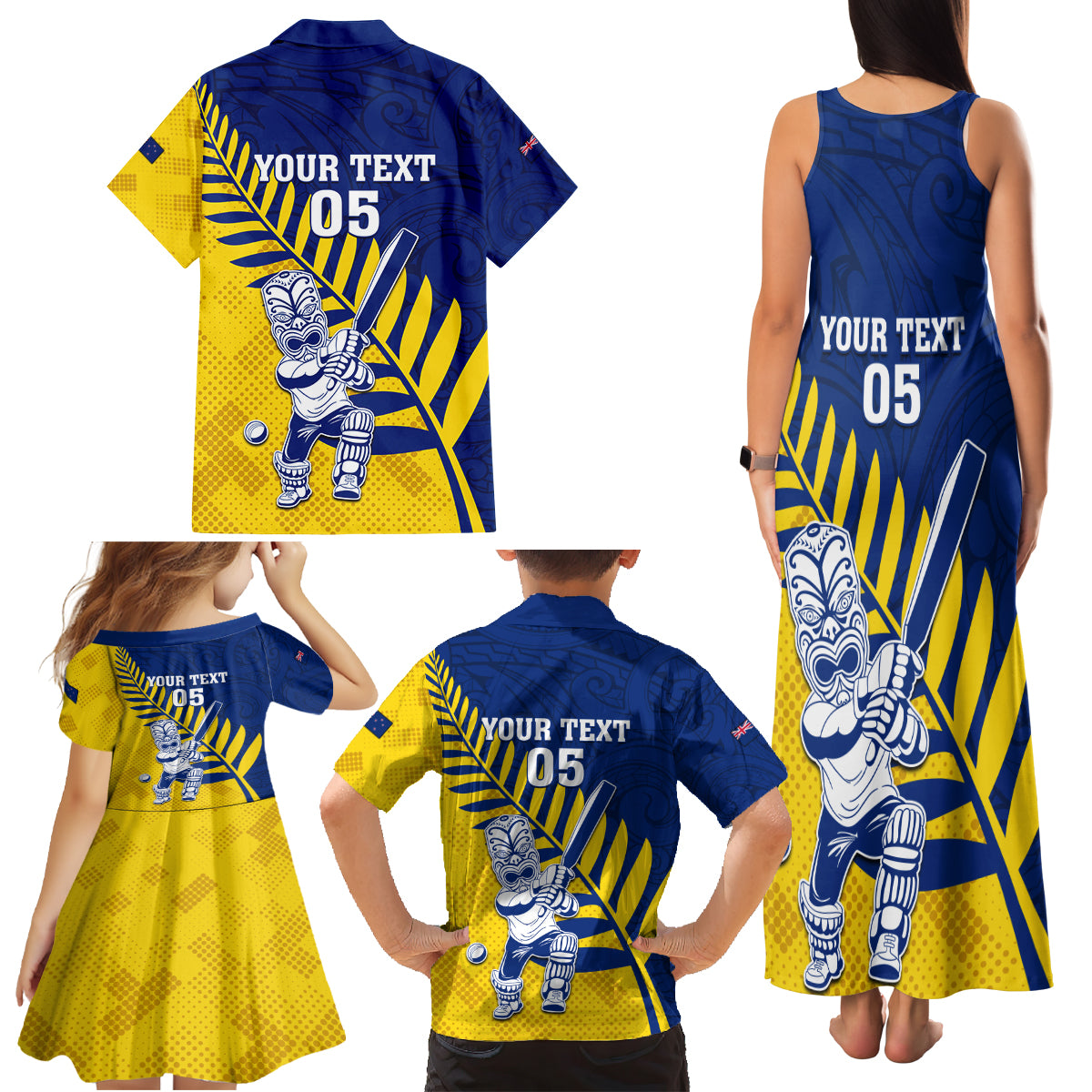 Custom New Zealand Otago Cricket Family Matching Tank Maxi Dress and Hawaiian Shirt With Maori Pattern LT05 - Polynesian Pride