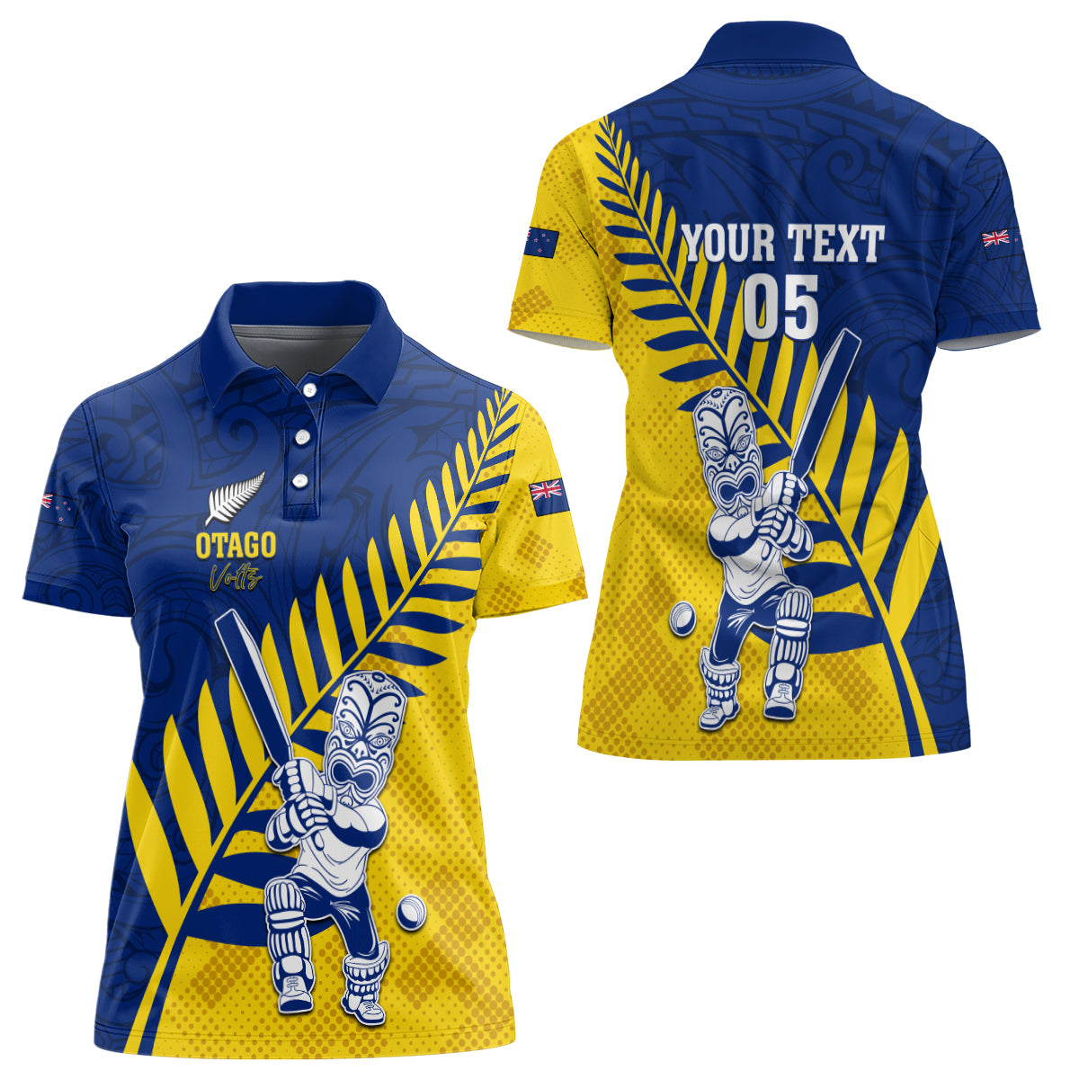 Custom New Zealand Otago Cricket Women Polo Shirt With Maori Pattern