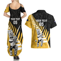 Custom New Zealand Wellington Cricket Couples Matching Summer Maxi Dress and Hawaiian Shirt With Maori Pattern