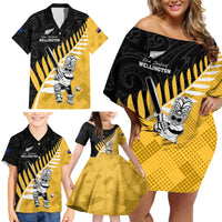 Custom New Zealand Wellington Cricket Family Matching Off Shoulder Short Dress and Hawaiian Shirt With Maori Pattern LT05 - Polynesian Pride