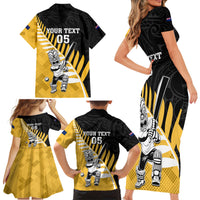 Custom New Zealand Wellington Cricket Family Matching Short Sleeve Bodycon Dress and Hawaiian Shirt With Maori Pattern LT05 - Polynesian Pride