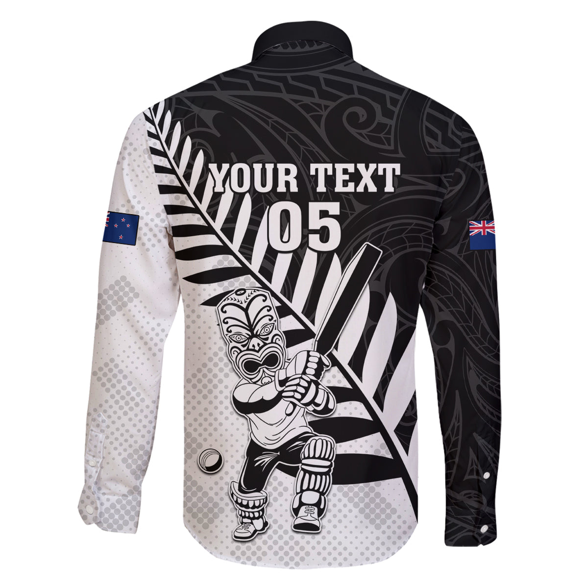 Custom New Zealand Cricket Family Matching Off The Shoulder Long Sleeve Dress and Hawaiian Shirt With Maori Pattern LT05 - Polynesian Pride