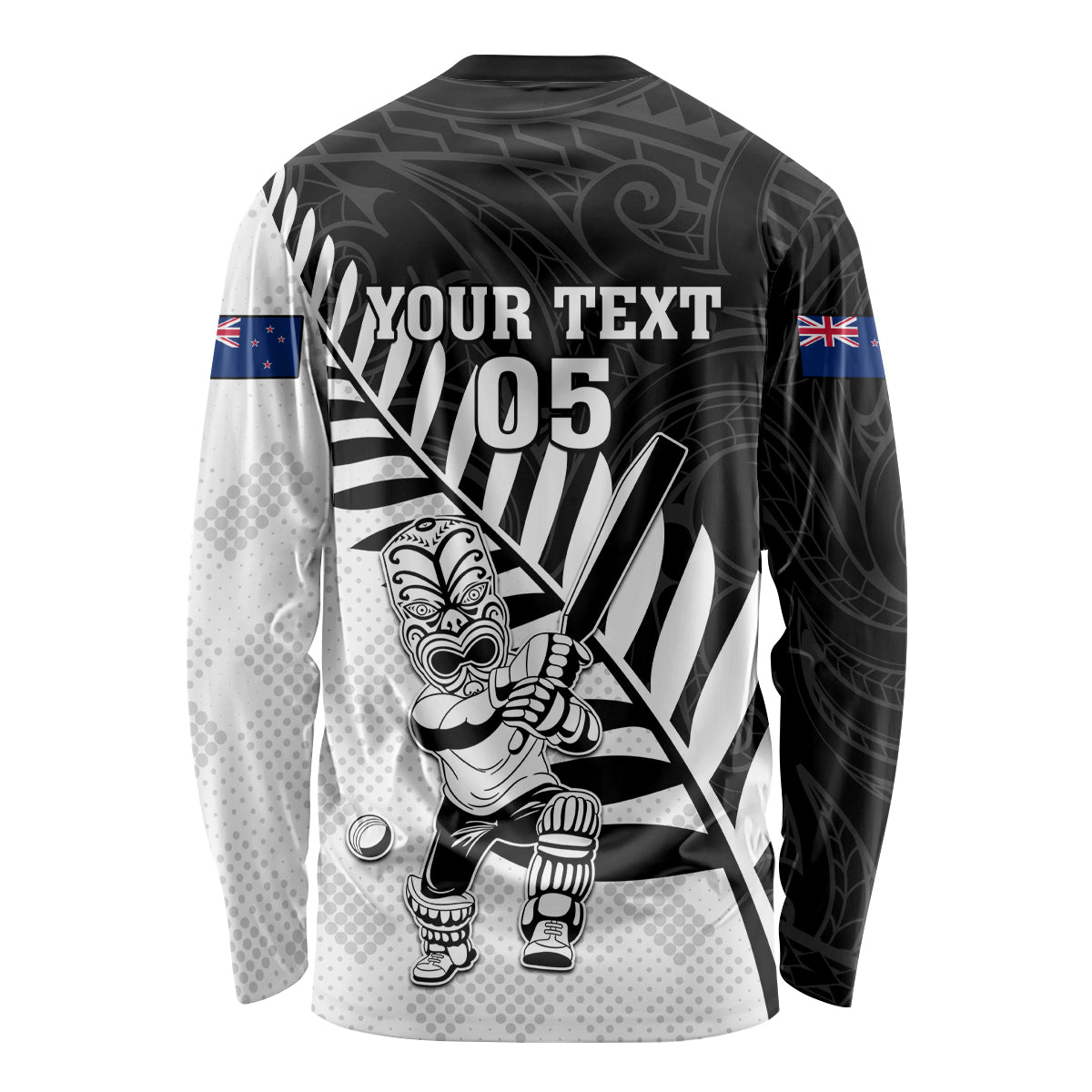 Custom New Zealand Cricket Long Sleeve Shirt With Maori Pattern LT05 - Polynesian Pride