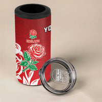 New Zealand And England Rugby Custom 4 in 1 Can Cooler Tumbler Maori Tiki With Red Rose Together LT05 - Polynesian Pride