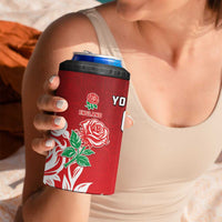 New Zealand And England Rugby Custom 4 in 1 Can Cooler Tumbler Maori Tiki With Red Rose Together LT05 - Polynesian Pride