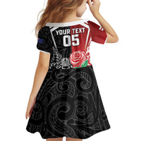 New Zealand And England Rugby Custom Family Matching Tank Maxi Dress and Hawaiian Shirt Maori Tiki With Red Rose Together LT05 - Polynesian Pride