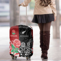 New Zealand And England Rugby Luggage Cover Maori Tiki With Red Rose Together LT05 - Polynesian Pride