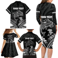 Personalised Happy Father's Day Family Matching Long Sleeve Bodycon Dress and Hawaiian Shirt I Love You Dad Polynesian Style LT05 - Polynesian Pride