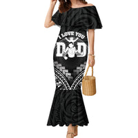 Personalised Happy Father's Day Family Matching Mermaid Dress and Hawaiian Shirt I Love You Dad Polynesian Style LT05 Mom's Dress Black - Polynesian Pride