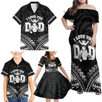 Personalised Happy Father's Day Family Matching Off Shoulder Maxi Dress and Hawaiian Shirt I Love You Dad Polynesian Style LT05 - Polynesian Pride