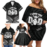 Personalised Happy Father's Day Family Matching Off Shoulder Short Dress and Hawaiian Shirt I Love You Dad Polynesian Style LT05 - Polynesian Pride