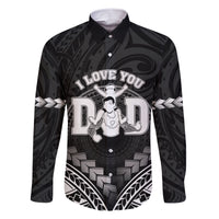 Personalised Happy Father's Day Family Matching Short Sleeve Bodycon Dress and Hawaiian Shirt I Love You Dad Polynesian Style LT05 Dad's Shirt - Long Sleeve Black - Polynesian Pride
