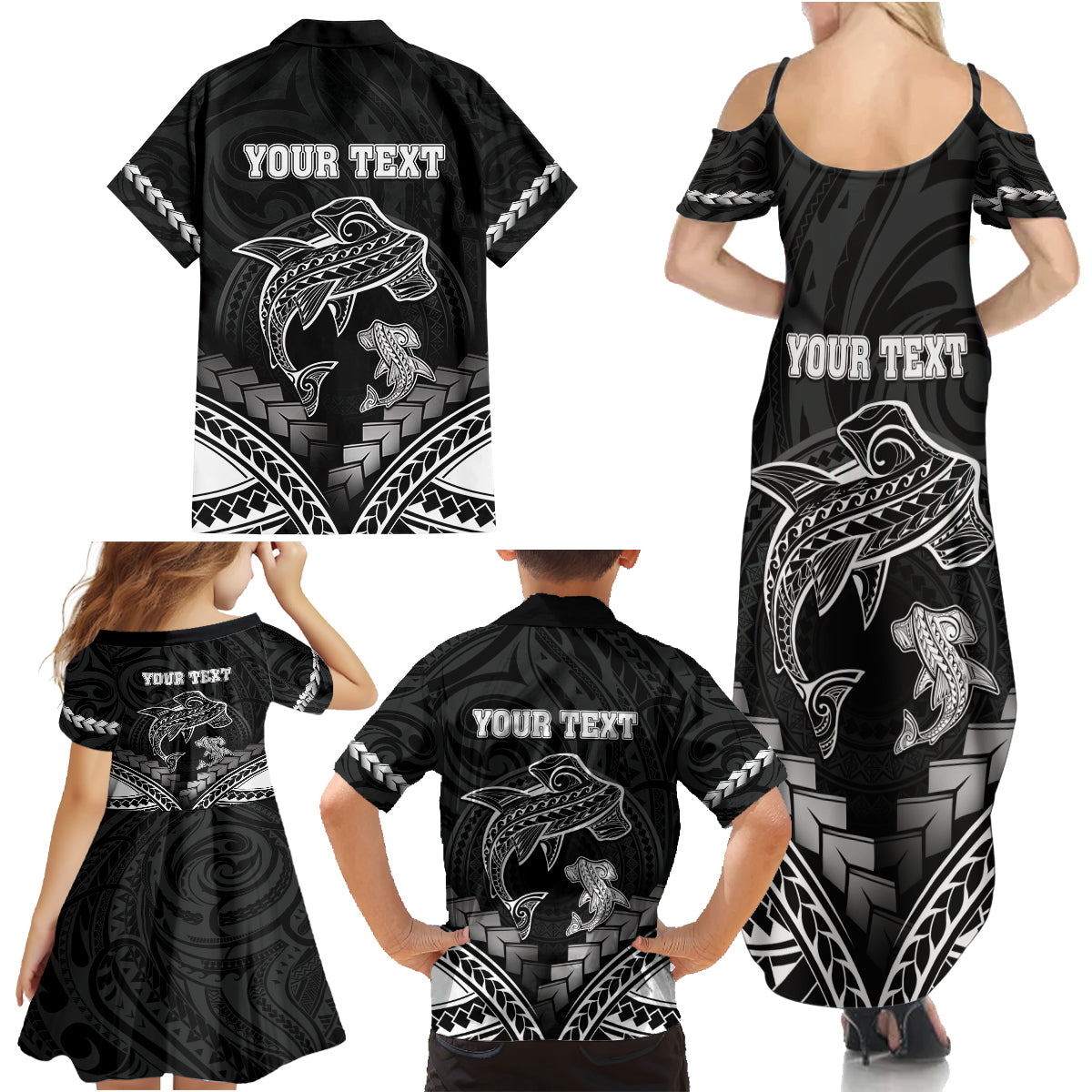 Personalised Happy Father's Day Family Matching Summer Maxi Dress and Hawaiian Shirt I Love You Dad Polynesian Style LT05 - Polynesian Pride