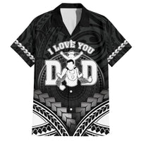 Personalised Happy Father's Day Family Matching Tank Maxi Dress and Hawaiian Shirt I Love You Dad Polynesian Style LT05 Dad's Shirt - Short Sleeve Black - Polynesian Pride