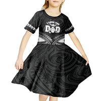 Personalised Happy Father's Day Kid Short Sleeve Dress I Love You Dad Polynesian Style