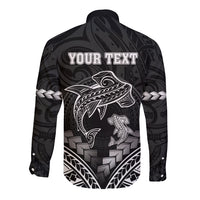 Personalised Happy Father's Day Long Sleeve Button Shirt I Love You Dad Polynesian Style