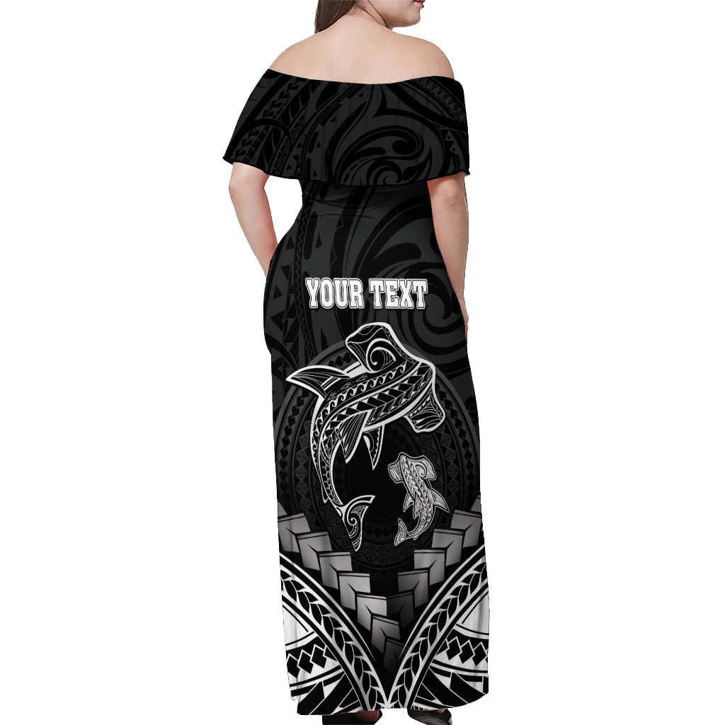 Personalised Happy Father's Day Off Shoulder Maxi Dress I Love You Dad Polynesian Style