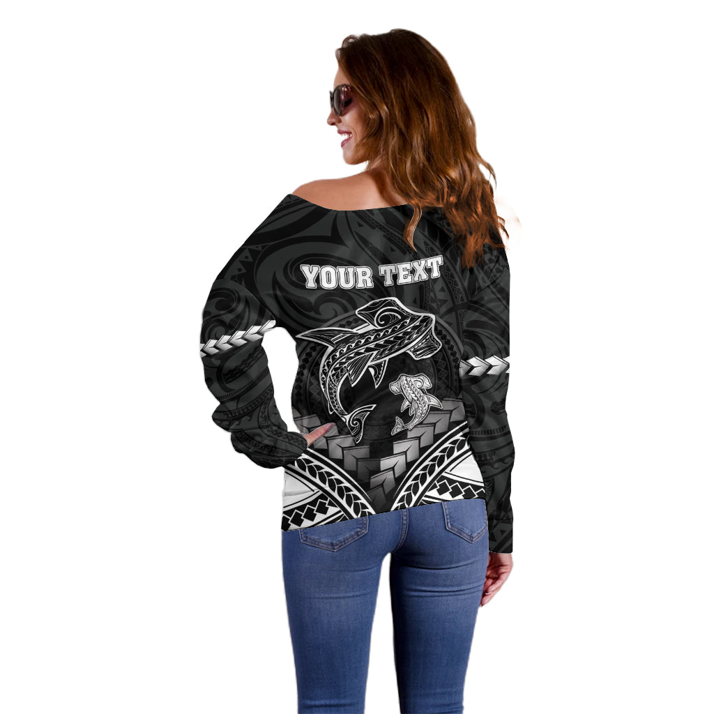 Personalised Happy Father's Day Off Shoulder Sweater I Love You Dad Polynesian Style