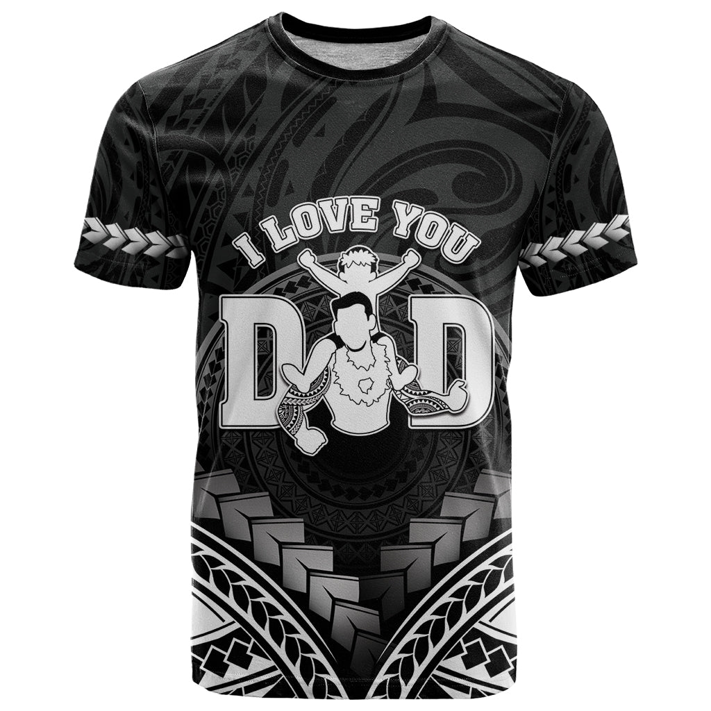 Personalised Happy Father's Day T Shirt I Love You Dad Polynesian Style