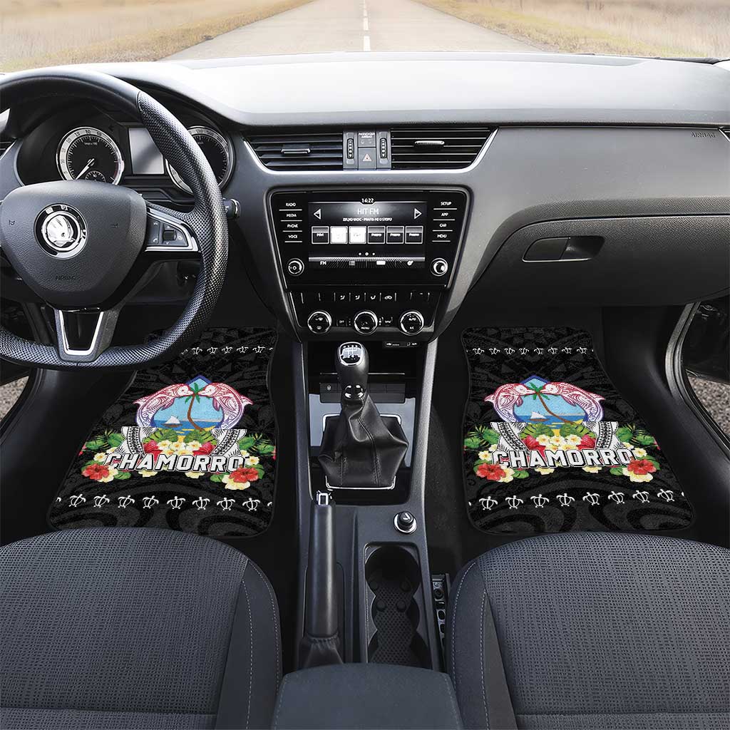 Guam Chamorro Car Mats Tribal Latte Stone With Dolphins Black