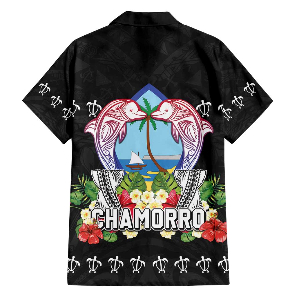 Guam Chamorro Family Matching Long Sleeve Bodycon Dress and Hawaiian Shirt Tribal Latte Stone With Dolphins Black LT05 - Polynesian Pride