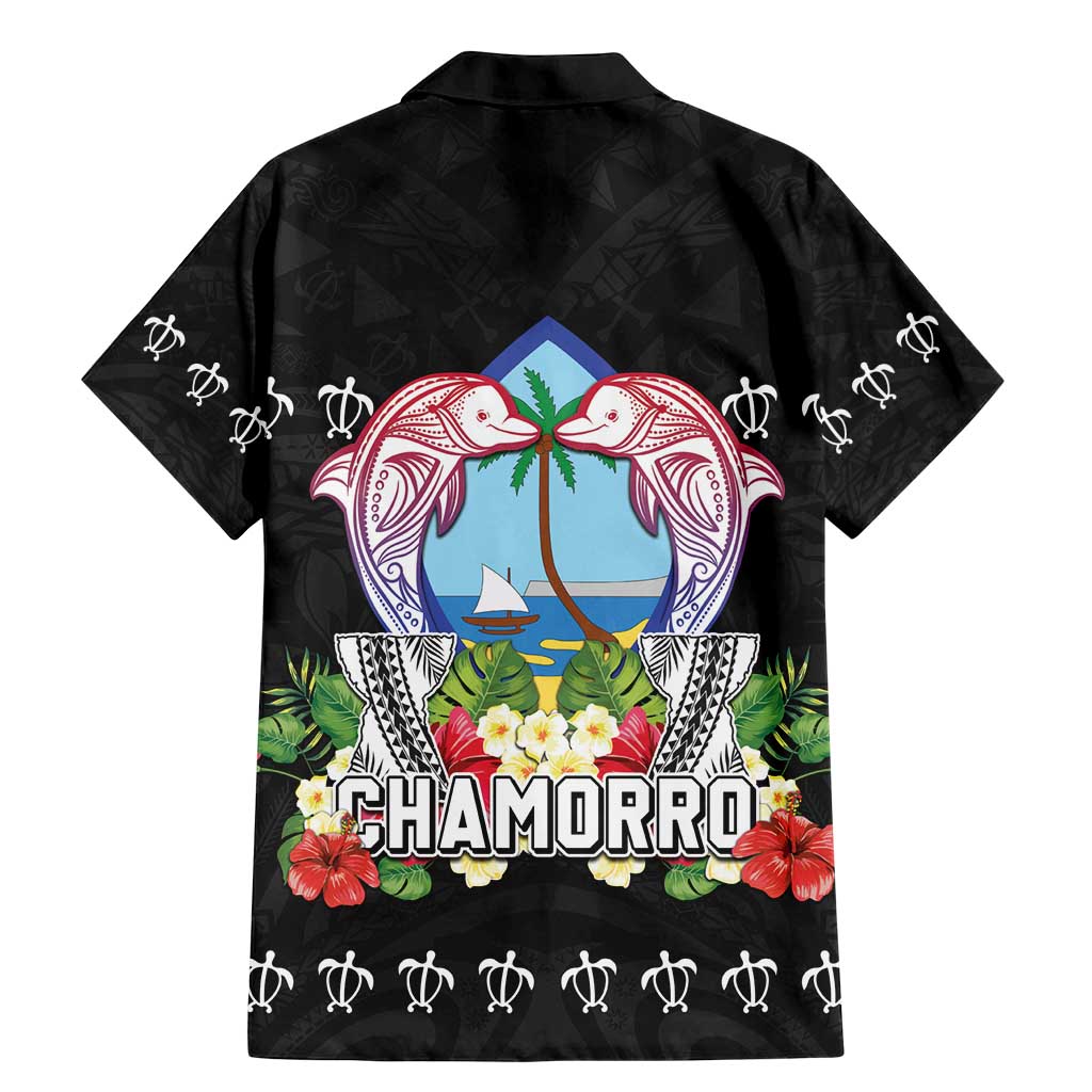 Guam Chamorro Family Matching Mermaid Dress and Hawaiian Shirt Tribal Latte Stone With Dolphins Black LT05 - Polynesian Pride