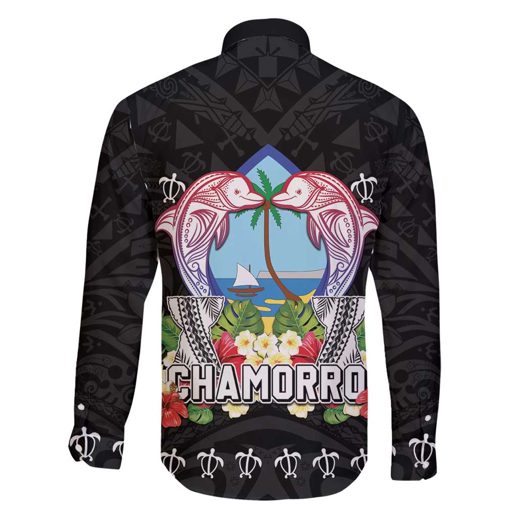Guam Chamorro Family Matching Mermaid Dress and Hawaiian Shirt Tribal Latte Stone With Dolphins Black LT05 - Polynesian Pride