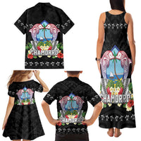 Guam Chamorro Family Matching Tank Maxi Dress and Hawaiian Shirt Tribal Latte Stone With Dolphins Black LT05 - Polynesian Pride