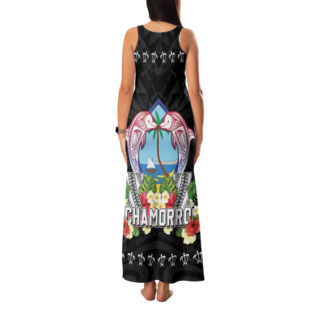 Guam Chamorro Family Matching Tank Maxi Dress and Hawaiian Shirt Tribal Latte Stone With Dolphins Black LT05 - Polynesian Pride