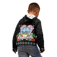 Guam Chamorro Kid Hoodie Tribal Latte Stone With Dolphins Black