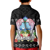 Guam Chamorro Kid Polo Shirt Tribal Latte Stone With Dolphins Black