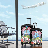 Guam Chamorro Luggage Cover Tribal Latte Stone With Dolphins Black