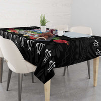 Guam Chamorro Tablecloth Tribal Latte Stone With Dolphins Black