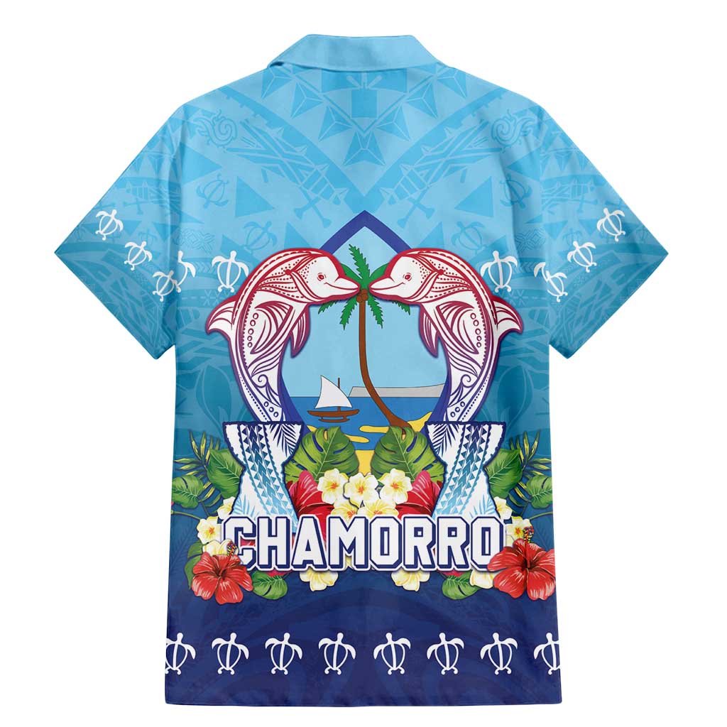 Guam Chamorro Family Matching Mermaid Dress and Hawaiian Shirt Tribal Latte Stone With Dolphins Blue LT05 - Polynesian Pride