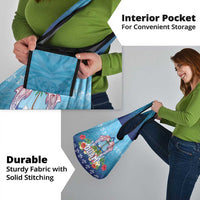 Guam Chamorro Grocery Bag Tribal Latte Stone With Dolphins Blue