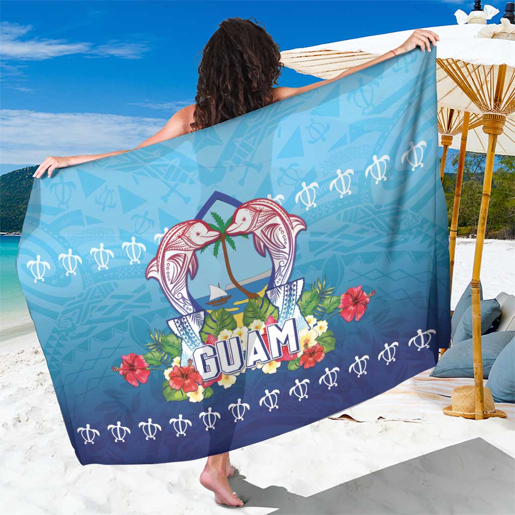 Guam Chamorro Sarong Tribal Latte Stone With Dolphins Blue