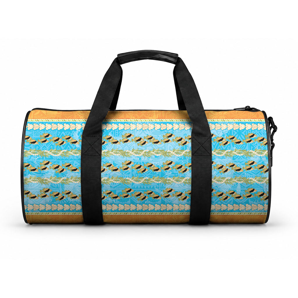 Hawaii Humuhumu Fish Maile Pikake Lei Duffle Bag Tribal Tapa Orange Version LT05 One size Orange - Polynesian Pride