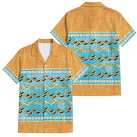 Hawaii Humuhumu Fish Maile Pikake Lei Family Matching Tank Maxi Dress and Hawaiian Shirt Tribal Tapa Orange Version