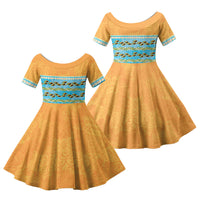 Hawaii Humuhumu Fish Maile Pikake Lei Family Matching Tank Maxi Dress and Hawaiian Shirt Tribal Tapa Orange Version