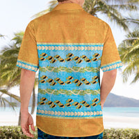 Hawaii Humuhumu Fish Maile Pikake Lei Hawaiian Shirt Tribal Tapa Orange Version