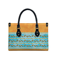 Hawaii Humuhumu Fish Maile Pikake Lei Leather Bag Tribal Tapa Orange Version