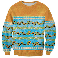 Hawaii Humuhumu Fish Maile Pikake Lei Sweatshirt Tribal Tapa Orange Version