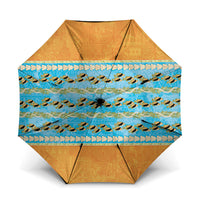 Hawaii Humuhumu Fish Maile Pikake Lei Umbrella Tribal Tapa Orange Version